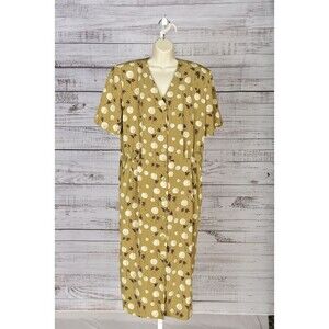 Eiffel New York, V-Neck Button Down Midi Floral Dress, Size 16